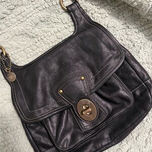 Coach 65th Anniversary Legacy Leather BLACK Hippie Crossbody Bag Purse Handbag